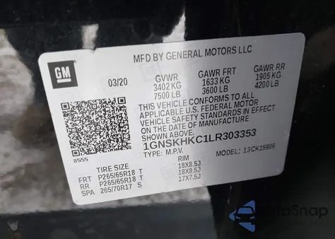 2020 Chevrolet Suburban 4Wd Lt from USA, damaged, VIN 1GNSKHKC1LR303353